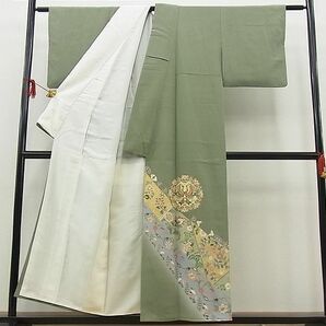 平和屋野田店■豪華色留袖 作家物 向かい鳳凰切嵌更紗花文 暈し染め 金彩 逸品 n-fw6115の画像3