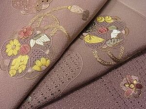 平和屋1■訪問着　総刺繍　スワトウ刺繍　霞鏡裏花文　暈し染め　金糸　逸品　CAAA5242yc