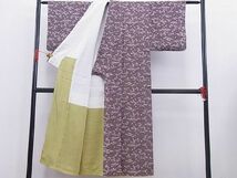 平和屋野田店■上質な紬　型染め　流水花文　逸品　n-gh6659_画像3