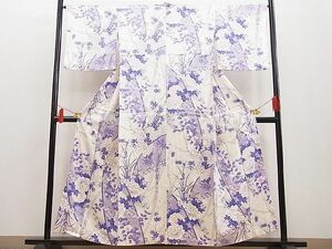 平和屋野田店■上質な小紋　草花文　金彩　やまと誂製　逸品　n-yc6364