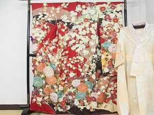  flat peace shop 1# gorgeous long-sleeved kimono * long kimono-like garment set piece embroidery . flower writing gold paint neckpiece embroidery excellent article CAAC7591rv