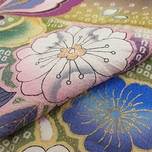 平和屋1■豪華振袖・長襦袢セット 流水花蝶文 暈し染め 金彩 半衿刺繍 逸品 CAAC7590rvの画像7