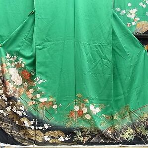 平和屋野田店■豪華振袖 桜花車文 暈し染め 金彩 仮絵羽 逸品 未使用 n-yc6397の画像3