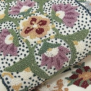 平和屋1■太鼓柄袋帯 総相良刺繍 正倉院花唐草文 逸品 未使用 CAAA6848txの画像6