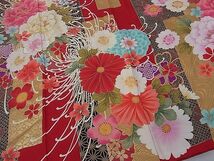 平和屋1■豪華振袖・長襦袢セット　刺繍　短冊草花文　金彩　逸品　CAAA7492ua_画像6