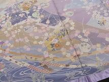 平和屋1■訪問着　駒刺繍　加賀花丸清々　暈し染め　金糸　仮絵羽　逸品　未使用　CAAA7538ua_画像4