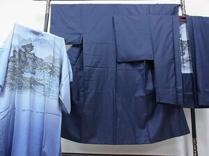 平和屋1■男性　お召　アンサンブル・長襦袢セット　120亀甲　逸品　CAAA9089hy