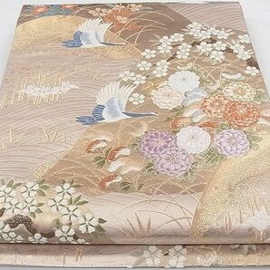 平和屋1■六通柄袋帯 唐織 立波飛鶴花文 本金箔 逸品 CAAA9729fbの画像1