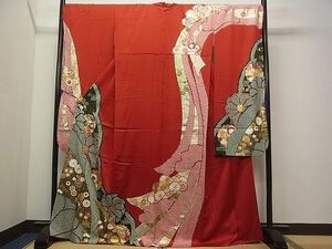 平和屋1■豪華振袖　駒刺繍　絞り　亀甲花唐草文　金彩　逸品　CAAA8799vf