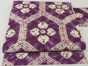  flat peace shop - here . shop # finest quality purple root . pongee all through pattern 9 size Nagoya obi aperture stop flower turtle . silk excellent article unused KAAA10283kk4