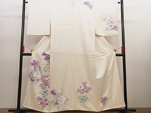 平和屋野田店■訪問着　手描き　牡丹花文　暈し染め　逸品　n-hj6327