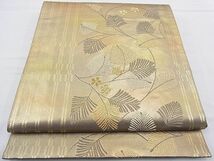 平和屋野田店■六通柄袋帯　綾錦　若松葉花文　金糸　逸品　n-gt3412_画像1