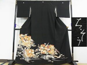 平和屋2■極上　創業460年・千總　黒留袖　駒刺繍　吉祥花文　金彩　大丸扱い　逸品　未使用　4kh2170