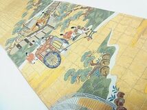 平和屋1■六通太鼓柄袋帯　平安人物風景文　金糸　逸品　CAAC0066in_画像2