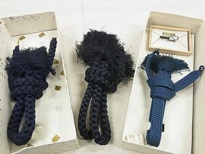 平和屋1■男性　和装小物　羽織紐まとめて3点　紺色　青色　逸品　CAAA3723eg