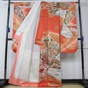 平和屋1■豪華振袖 駒刺繍 御所車花蝶文 暈し染め 金彩 逸品 CAAA7346の画像3