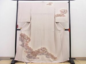 平和屋野田店■訪問着　枝梅草花文　暈し染め　金彩　逸品　n-pk5792