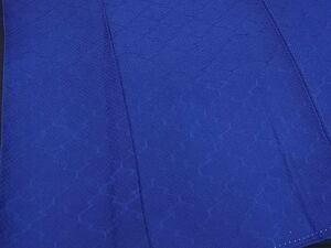 平和屋野田店■上質な色無地　松皮菱鹿の子地紋　青藍色　逸品　n-kg6356