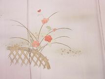 平和屋野田店■訪問着　刺繍　籬枝花文　暈し染め　金彩　逸品　n-pk5859_画像4