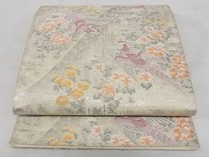 平和屋-こころ店■六通柄袋帯　唐織　九百錦　花鳥文　プラチナ箔　正絹　逸品　AAAC5673Bfw