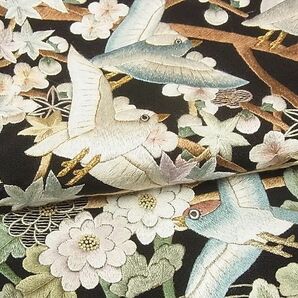 平和屋-こころ店■豪華黒留袖 総刺繍 麗光刺繍 花鳥文 金糸 正絹 逸品 AAAC7774Ataの画像5