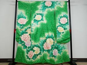 平和屋-こころ店■豪華振袖　駒刺繍　草花文　暈し染め　金彩　正絹　逸品　AAAC9243Bnp