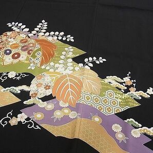 平和屋1■創業460年・千總 誰が袖好み  黒留袖 駒刺繍 桐吉祥草花文 金彩 逸品 CAAA7646chの画像8