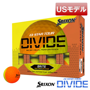 (USモデル)スリクソン ゴルフボール Q-STAR TOUR5 DIVIDE ゴルフボール イエローオレンジ マットカラーボール 12球入り SRIXON GOLF BALLの画像1