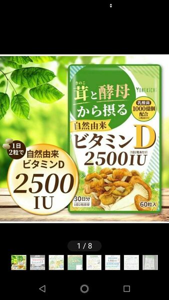 ビタミンD サプリ 2500IU キノコと酵母から摂る 自然由来ビタミンD