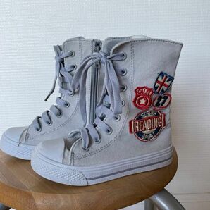 16cm side zip high-top light grey sneakers ハイカット スニーカー