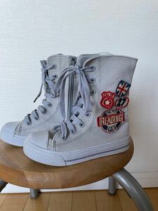 16cm side zip high-top light grey sneakers ハイカット スニーカー