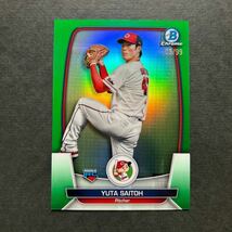 99枚限定 2023 Topps Bowman Chrome NPB 斉藤優汰 広島東洋カープ Green Refractor RC_画像1