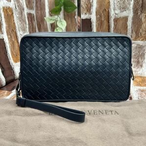 『未使用品』BOTTEGA VENETA ボッテガヴェネタ セカンドバッグ オーガナイザー イントレチャート クラッチバッグ 紺色 ネイビー メンズの画像3