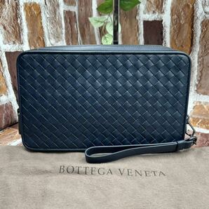 『未使用品』BOTTEGA VENETA ボッテガヴェネタ セカンドバッグ オーガナイザー イントレチャート クラッチバッグ 紺色 ネイビー メンズの画像2