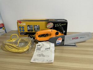 中古品 RYOBI 電気チェーンソー CS-2500 25cm 超軽量 自動給油 100V 750W 電動工具 チェーンソー 説明書付き 箱付き 動作確認済み