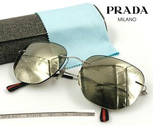 PRADA SPS50T 1BC-128 プラダ リネアロッサ リムレス サングラス シルバー ケース付き