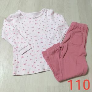 ☆　UNIQLO　ユニクロ　長袖パジャマ　110サイズ　花柄　ピンク 女の子 