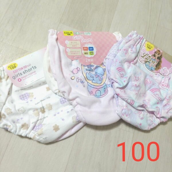 ☆　女の子　ショーツ(パンツ)　下着　100サイズ　6枚セット　綿100%あり　新品未使用品　リカちゃん　くま　ねこ　女児ショーツ