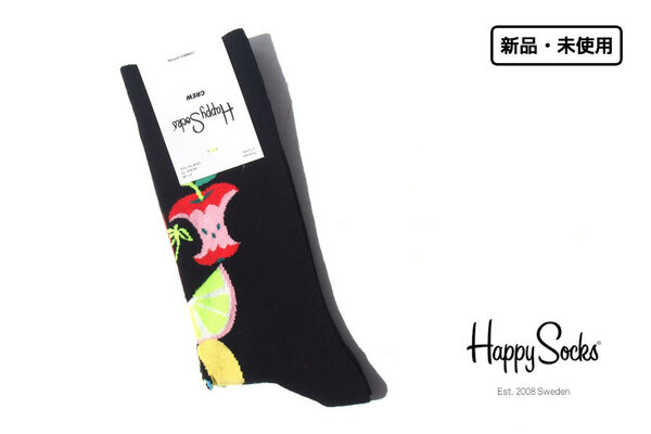 送料無料★新品|未使用|ハッピーソックス|happy socks|クルー丈カジュアルソックス|フルーツ柄ソックス|Fruit Stack|10211050