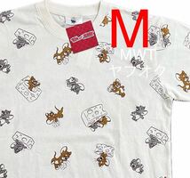 4430011 M トムとジェリー　総柄　チーズ　メンズ半袖　Tシャツ　ファッション　トップス　タフィー　レディース　服　ねこ　MWT_画像1