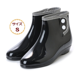  lady's Short rain boots gardening boots rain shoes light weight rain shoes boots waterproof black black 15031-blk-S (22.0 - 22.5cm )