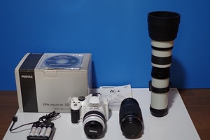 PENTAX K-xダブルズームキット+望遠420mm-800mm 電池と充電器セット