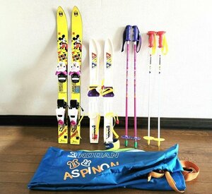 ★直接引き取り歓迎★ 子供用 スキー板 ストック 2セット まとめ ミッキーマウス 87.5cm Snowbee 69.5cm ストック付き