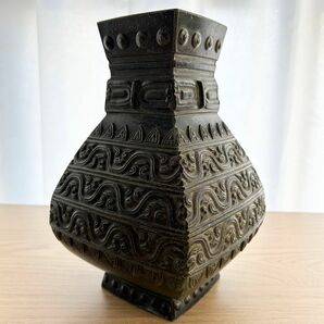 花器 花瓶 花入 壺 銅器 銅製 唐地紋