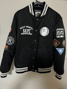 BAPE Archive Patch Puffer Nylon Varsity Jacket エイプ ブルゾン スタジャン ジャケット ブルゾン ナイロン a black ape a bathing ape