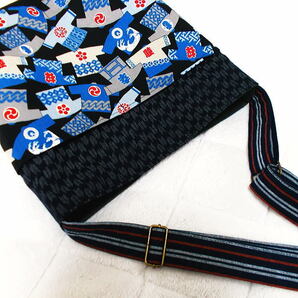 和柄ショルダーバッグ お祭り法被（はっぴ） ポケットいっぱい ななめ掛けバッグ A4 帆布 ハンドメイドの画像8