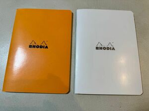 ロディア ホチキス留めノート A5 5mm方眼罫オレンジと横罫 ホワイト各1冊計2冊