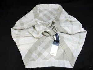 バーバリー BURBERRY ストール スローケット ショール 70×140cm(房込) グリーン ウール100% 日本製 タグ付 経年保管 未使用品 ■