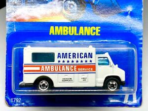 Hot Wheels 1989 1990 Bluecard Workhorses AMBULANCE Larry Wood ホットウィール ブルーカード アンビュランス 救急車 ラリーウッド