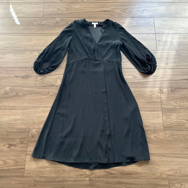 ワンピース 黒 ロング 長袖 ブラック H&M